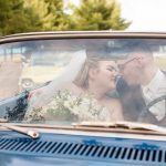 Vintage Car with Wedding Couple