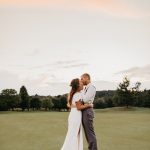 Golf Course Wedding Couple kissing